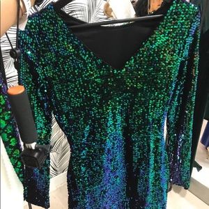 Emerald Green Sequins Dress
